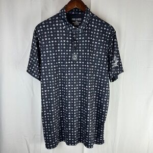 PINS & ACES Mens Large Golf Polo Shirt Black Playing Card Print TCBF Tournament